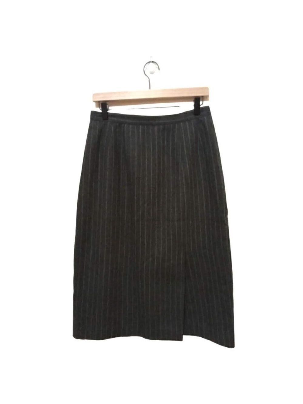 SUITS by Dallas Vintage Gray Pin Stripe Wool A-Line Knee Length Skirt Sz 12